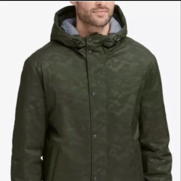 NWT Cole Haan Signature Hooded Camo Puffer Jacket Green XXL - Picture 2 of 8
